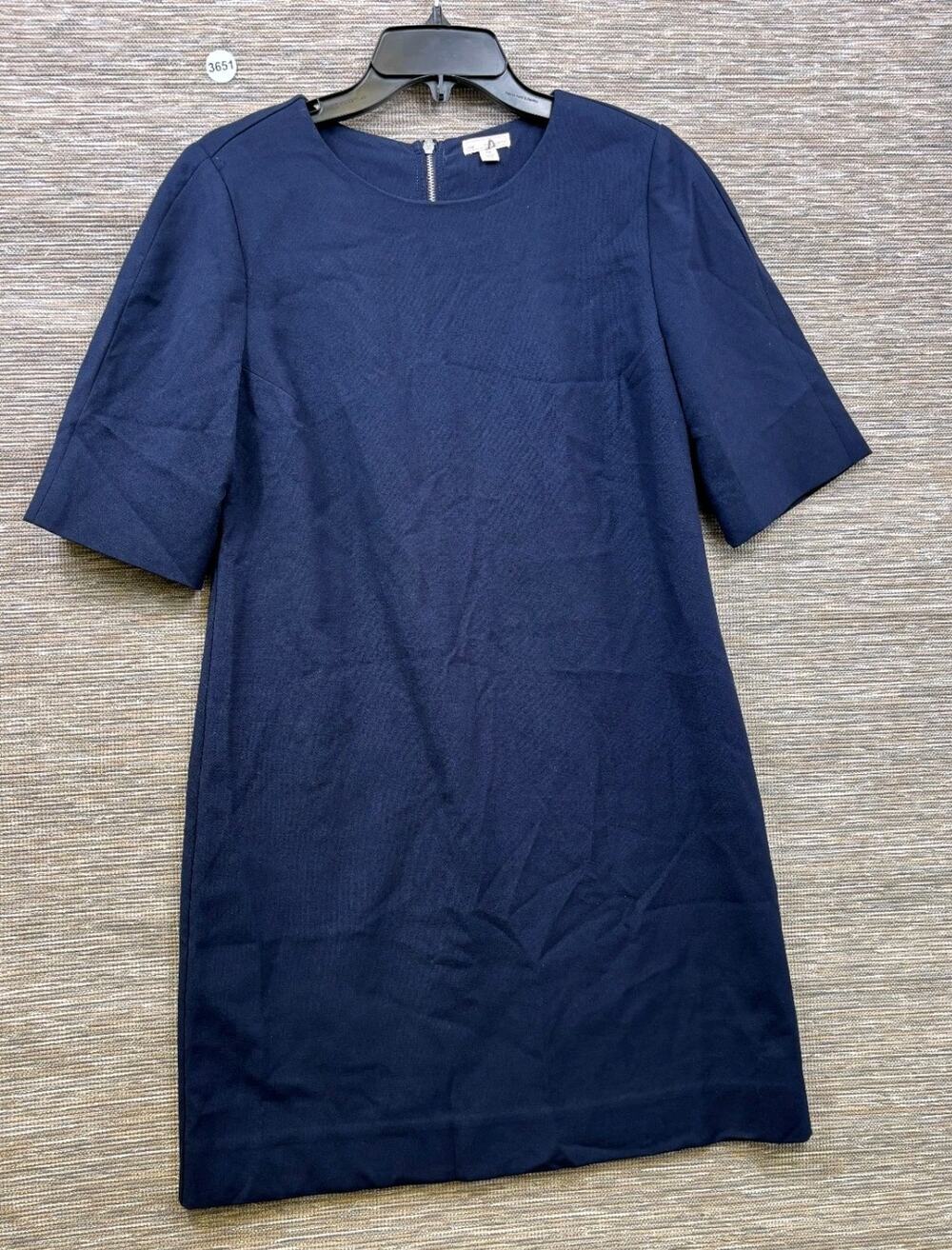 GAP Sheath Dress Full Back Exposed Zipper Womens 10 Navy Uniform Short Sleeve